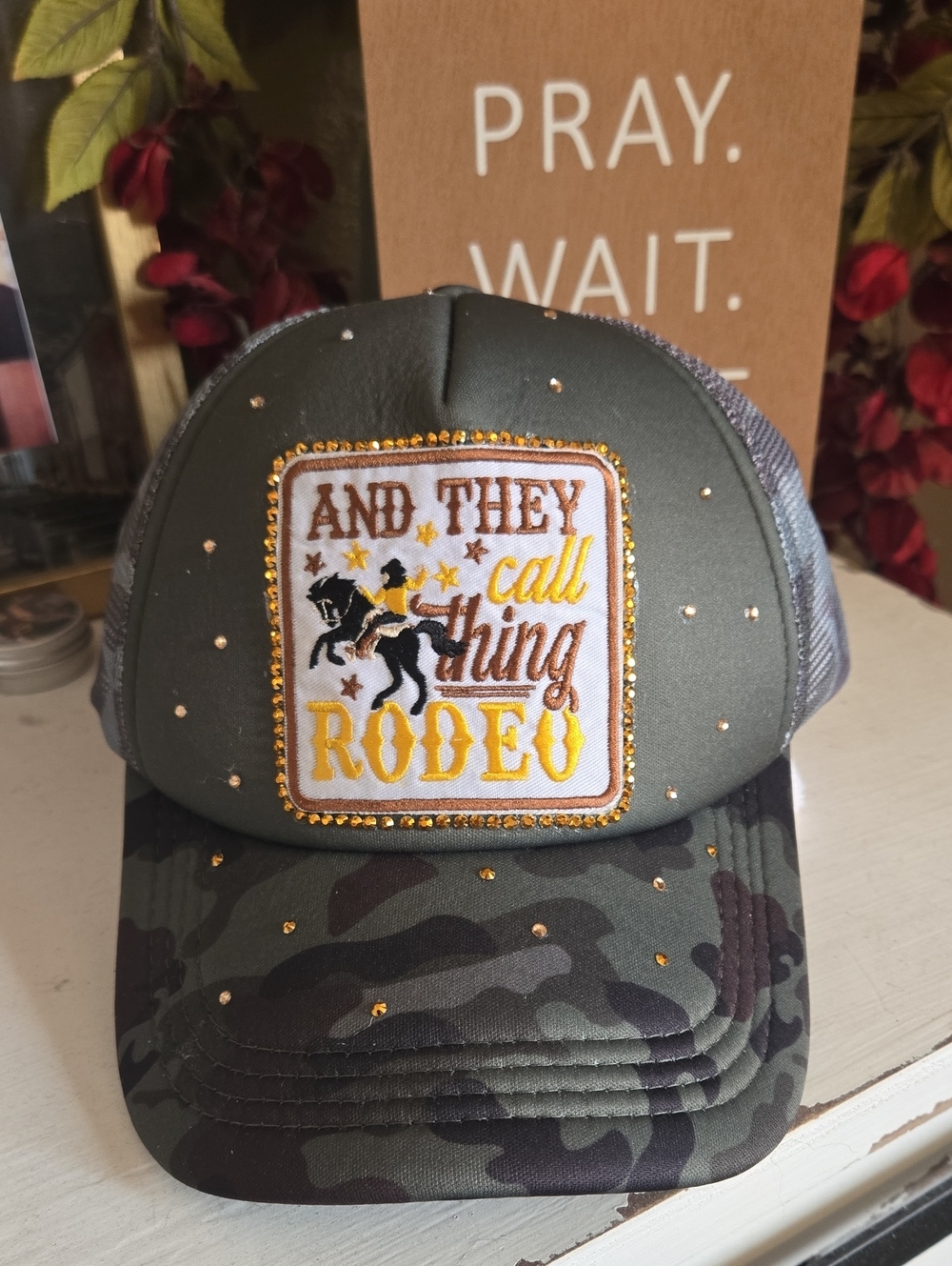 Womens Camouflage 'And They Call It Rodeo' Cap - Green